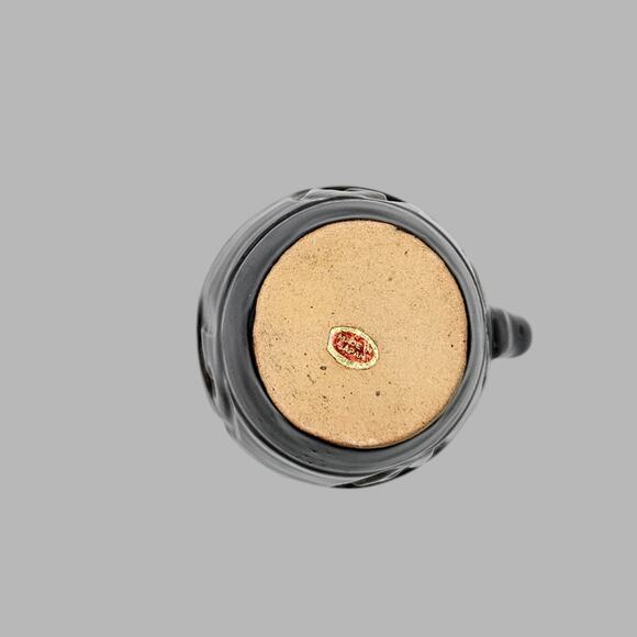 Vintage Blue Black Ceramic Mini Pitcher Vase Japan, Embossed Abstract Design 4” - Picture 6 of 6